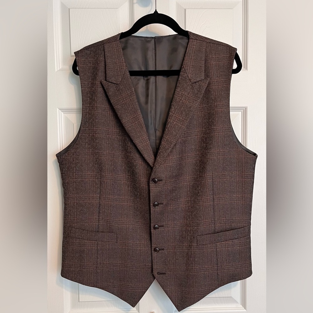 Geoffrey Lewis LTD, Men’s custom made wool vest, plaid, size M/L